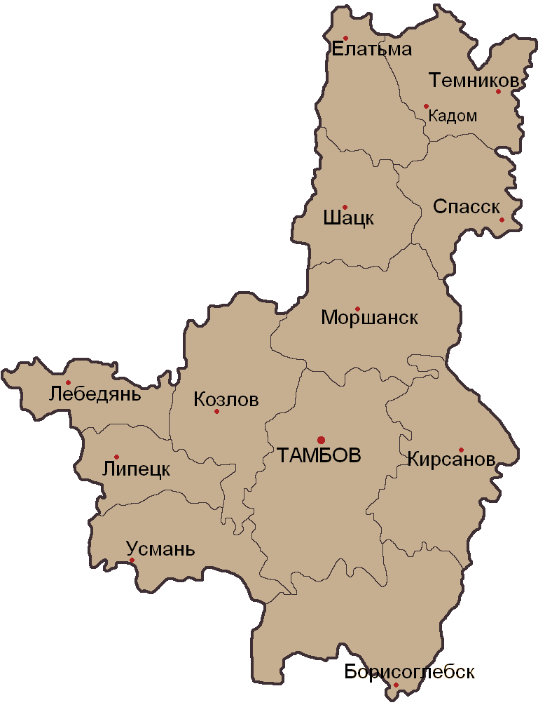 Схема уездов Тамбовской Губернии